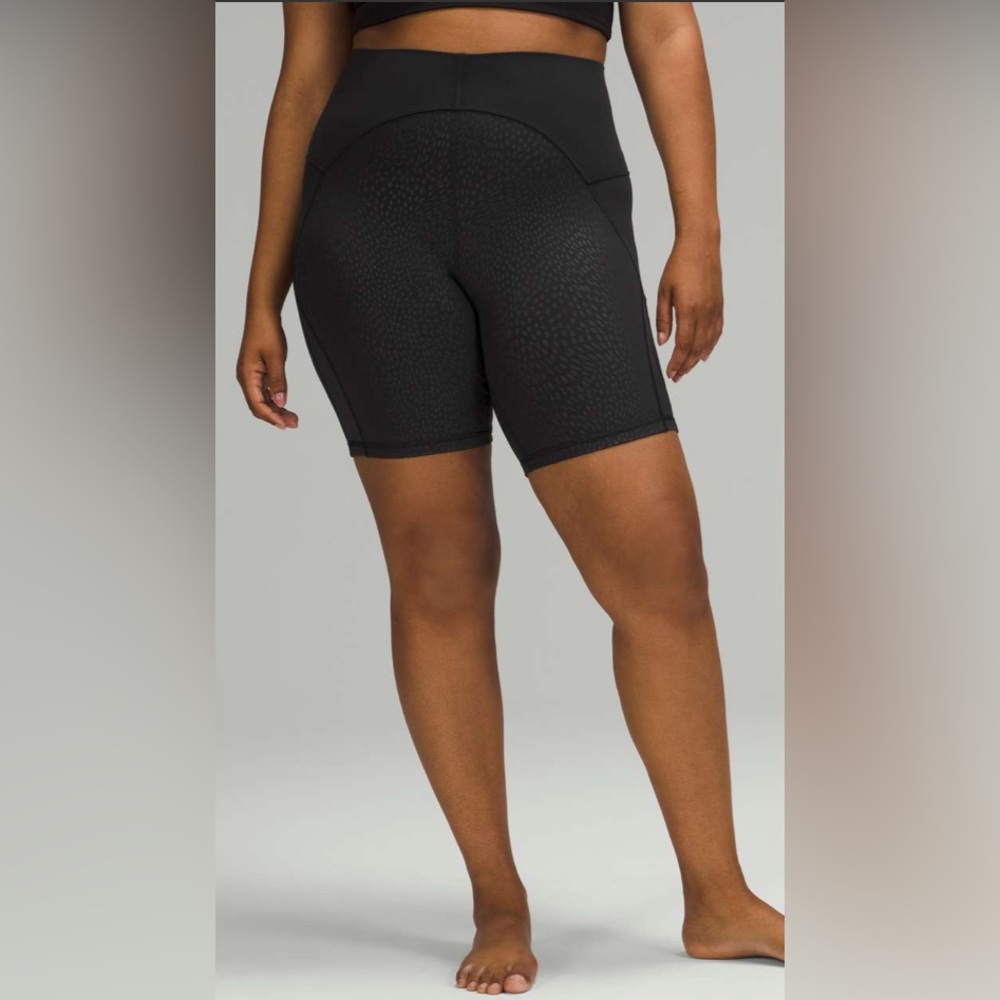 Lululemon Unlimit High Rise Biker Shorts 8”‎ Mesh Nulu Black sz4
